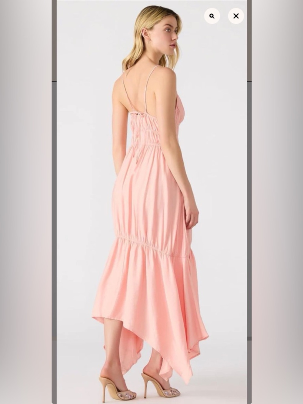 Steve Madden Blush Pink Midi Dress Smocked Strappy Boho NWT Small - Picture 5 of 9